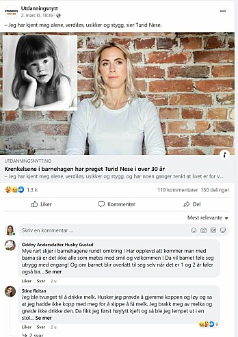 Saken om Turid som ble krenket i barnehagen skapte stor debatt i sosiale medier. Saken om Turid som ble krenket i barnehagen skapte stor debatt i sosiale medier.