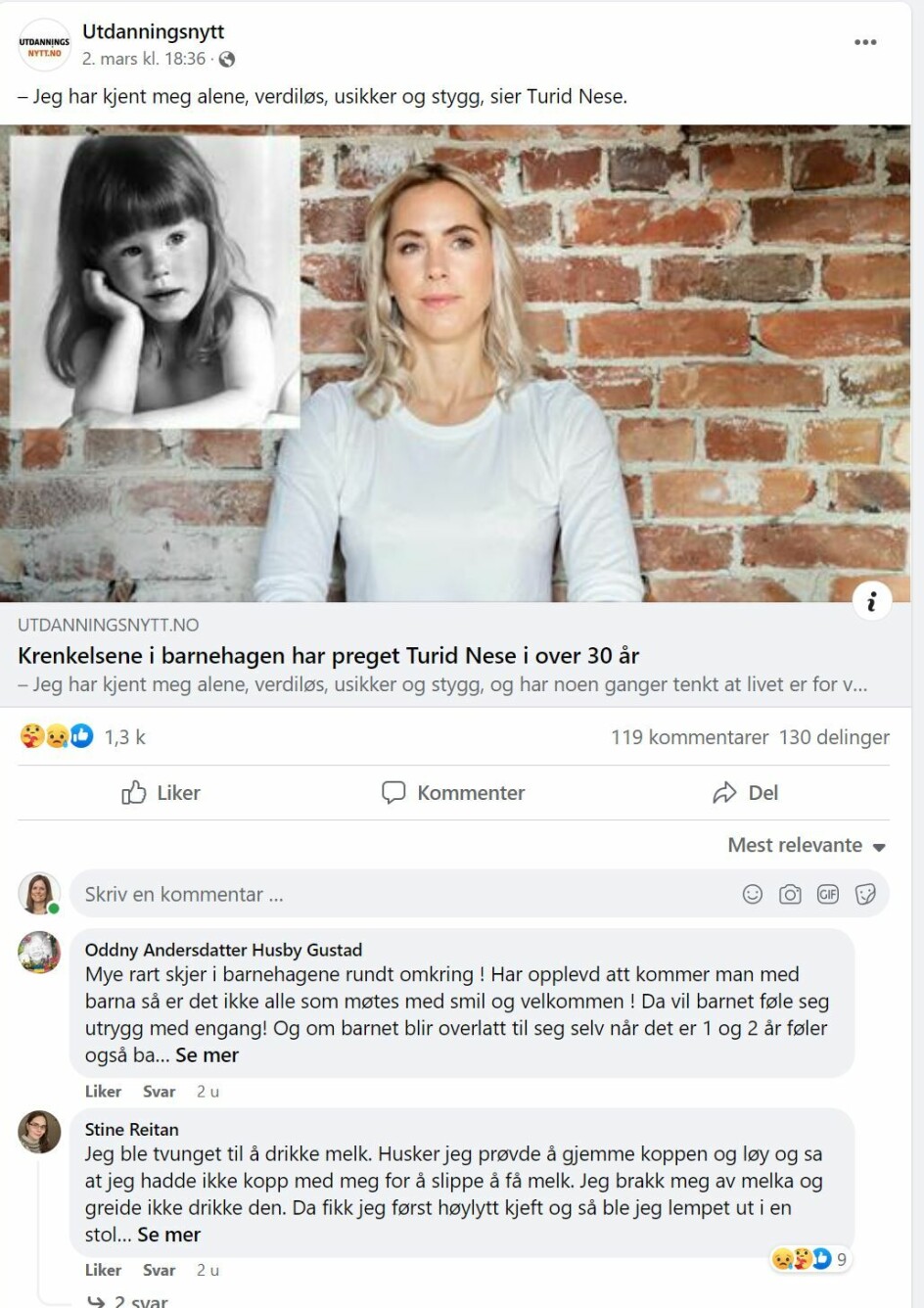 Saken om Turid som ble krenket i barnehagen skapte stor debatt i sosiale medier.