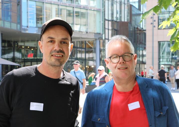 Styrer Jacob Broen i Hov-Meklenborg barnehage (t.h.) og barnehagelærer Vegard Berge i Bjerkeallèen Kanvas-barnehage var to av 100 deltakere på en nasjonal konferanse om Kjønnssensitiv pedagogikk i barnehagen i regi av Likestillingssenteret KUN.