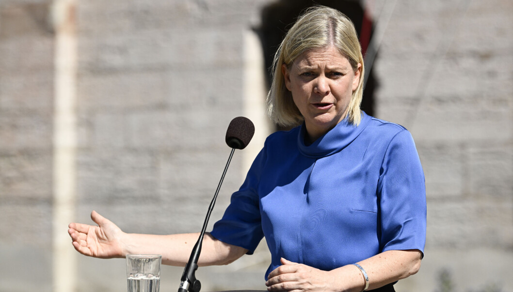 Sveriges statsminister Magdalene Andersson (S). Sveriges statsminister Magdalene Andersson (S).