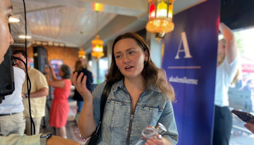 Leder av Norsk studentorganisasjon, Maika Marie Godal Dam, mener at studentene må få mer studiestøtte nå. – Studenter sulter og noen velger å avbryte studiene fordi de ikke har råd. Noe må gjøres raskt, sier Dam. Leder av Norsk studentorganisasjon, Maika Marie Godal Dam, mener at studentene må få mer studiestøtte nå. – Studenter sulter og noen velger å avbryte studiene fordi de ikke har råd. Noe må gjøres raskt, sier Dam.