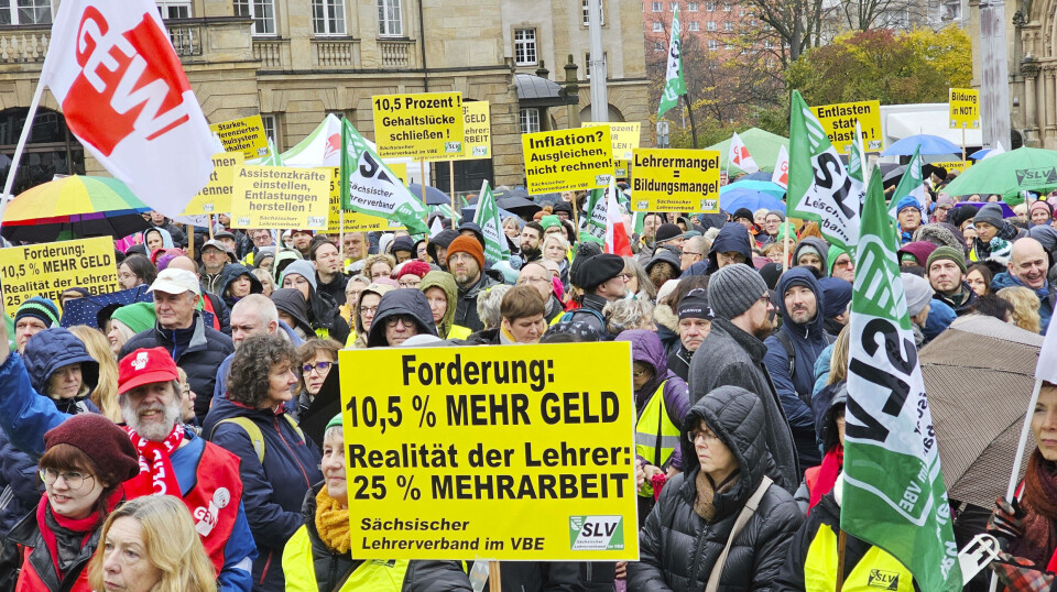 Tyske lærarar krev 10,5 prosent lønnsauke Streik i Chemnitz, 21 november.