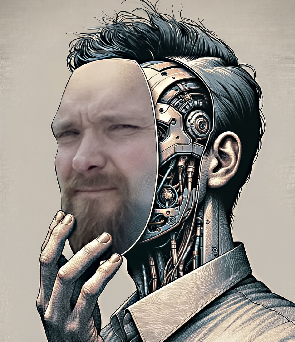 Slik blir resultatet når vår designer får leke seg med bildet av Eirik Gripp Bay sammen med kunstig intelligens.