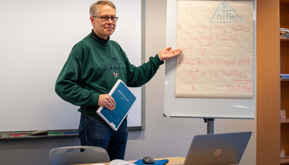 – Det viktigste for meg, når jeg underviser praksiskandidater, er at teorien blir rettet mot det som skjer i fabrikken på Hydro Sunndal, sier Per Martin Holm som er en av faglærerne i kjemiprosess- og laboratoriefag ved Sunndal videregående skole.
