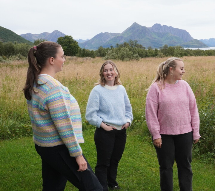 Jenny, Guro og Emilie beundrer utsikten fra hagen.