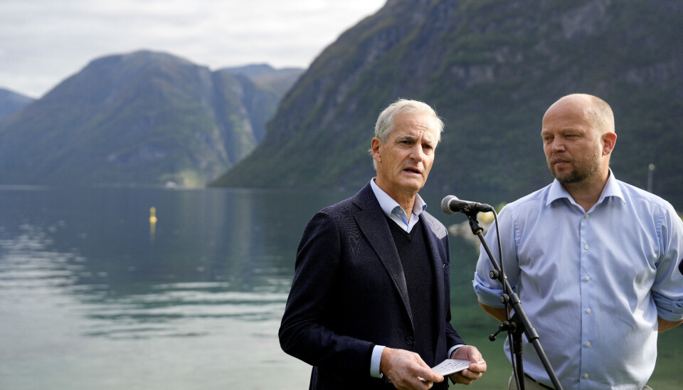 Statsminister Jonas Gahr Støre (Ap) og finansminister Trygve Slagsvold Vedum (Sp)