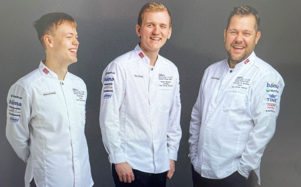 Det norske kokketeamet, Håvard Werkland, commis Grunde Gillund og coach Christopher W. Davidsen.