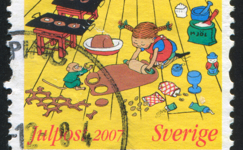 Vær mer Pippi! Pippi Langstrømpe på svensk julemerke fra 2007. Brukt som illustrasjon til leserinnlegg om Pippi og fellesskapsverdier i klasserommet (Pippi fyller 80 år)