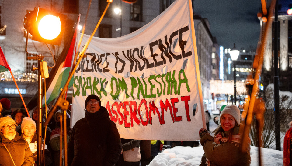 'Snakk om Palestina i klasserommet' sto det på et av bannerne.