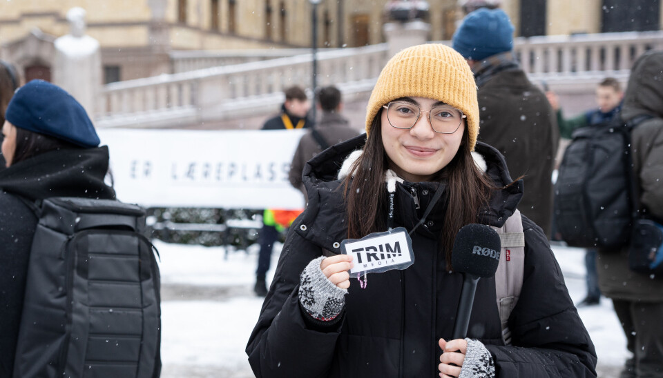 Bertine Osdeid i demonstrasjonen foran Stortinget.