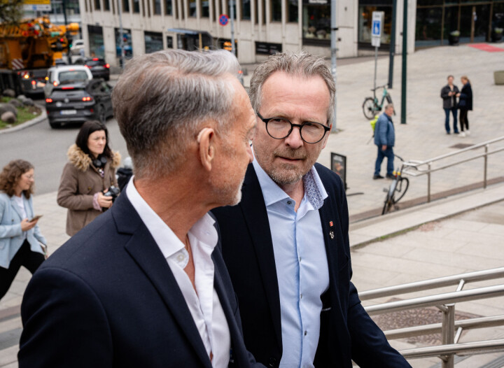 KS-direktør Tor Arne Gangsø og forhandlingsleder i Unio, Geir Røsvoll.