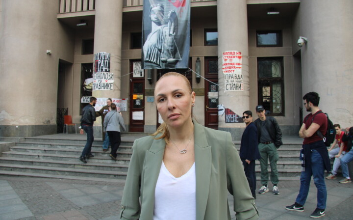 Professor Vanja Bajović. studenter protester demonstrasjoner Serbia professor Vanja Bajović