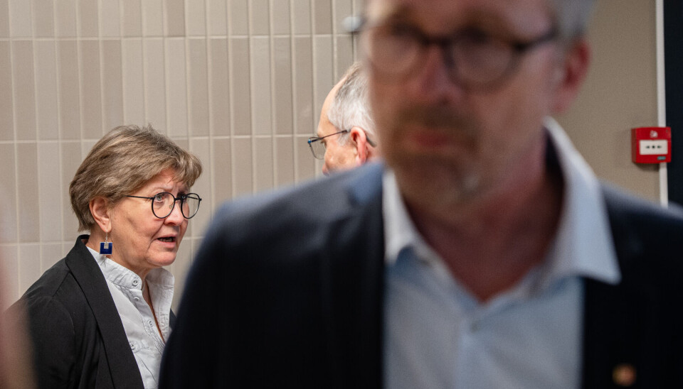 Mette Nord i Fagforbundet. I forgrunnen Geir Røsvoll i Utdanningsforbundet.