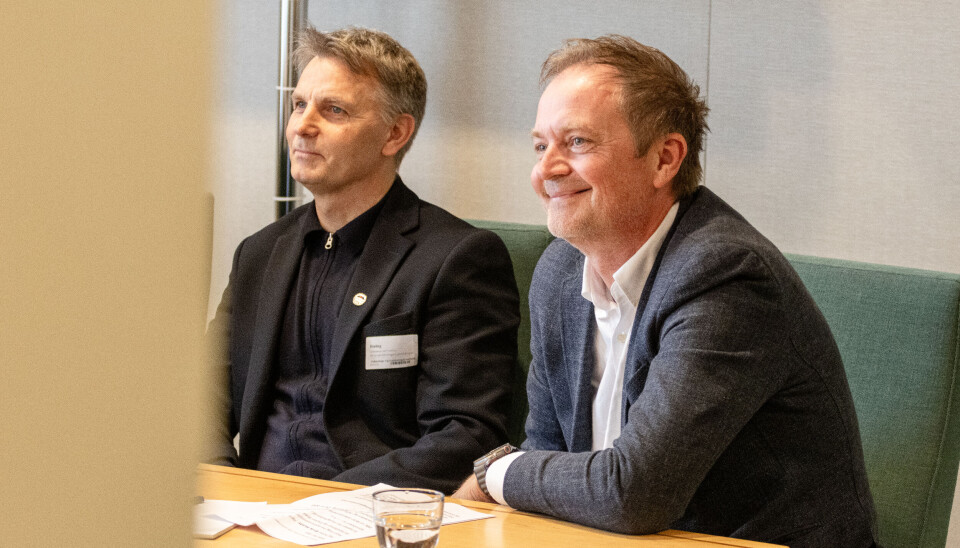 Administrerende direktør i PBL, Jørn-Tommy Schjelderup, og styreleder Eirik Husby i høring på Stortinget.
