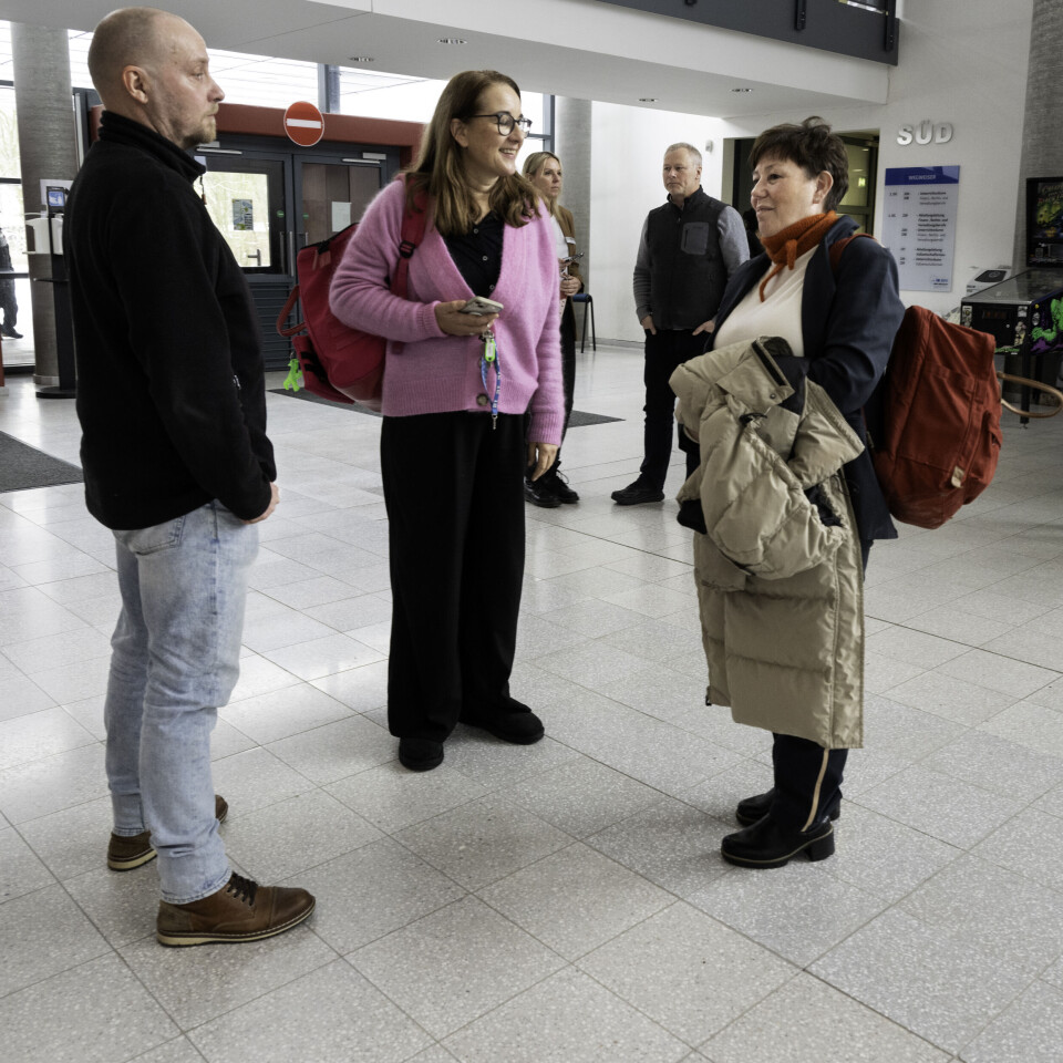 Lærerne Per Christian Moen, Anne Beate Ytreøy og Judith Albers har mye å snakke om.