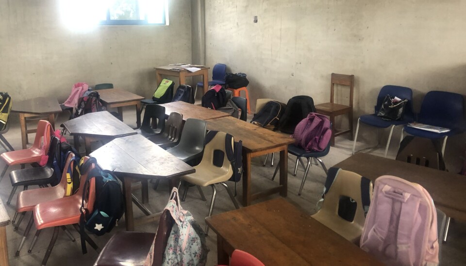 Det var to lærere per klasse med ca. 40 barn i den private barnehagen i Ghana.
